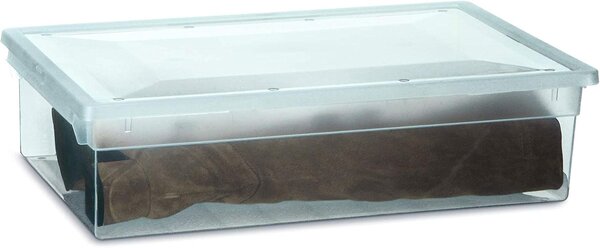 Usporadejto.cz Úložný box s vekom, transparentný, na posteľnú bielizeň TERRY 22l - 38 x 52 x 14 cm