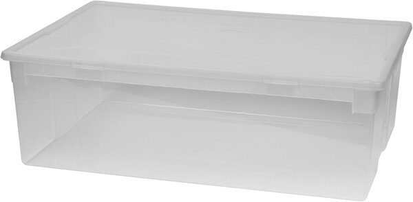Usporadejto.cz Úložný box s vekom, transparentný, na posteľnú bielizeň TERRY 22l - 38 x 52 x 14 cm