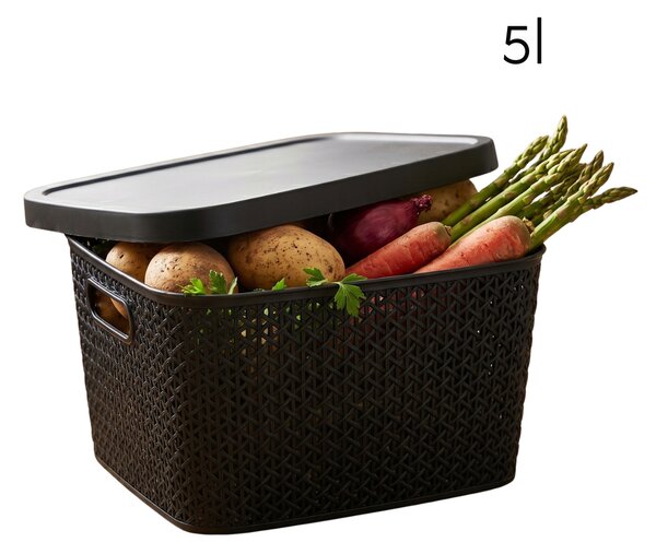 Multifunkčný kôš s vekom, úložný box s vekom 5,5l ALTOM - čierny