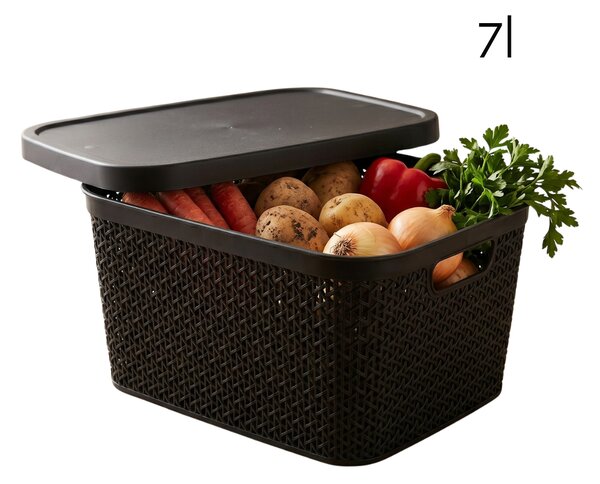 Multifunkčný kôš s vekom, úložný box s vekom 7l ALTOM - čierny