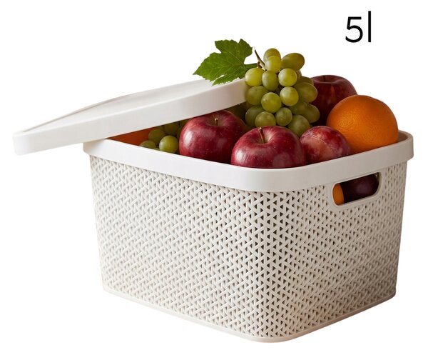 Multifunkčný kôš s vekom, úložný box s vekom 5,5l ALTOM - biely