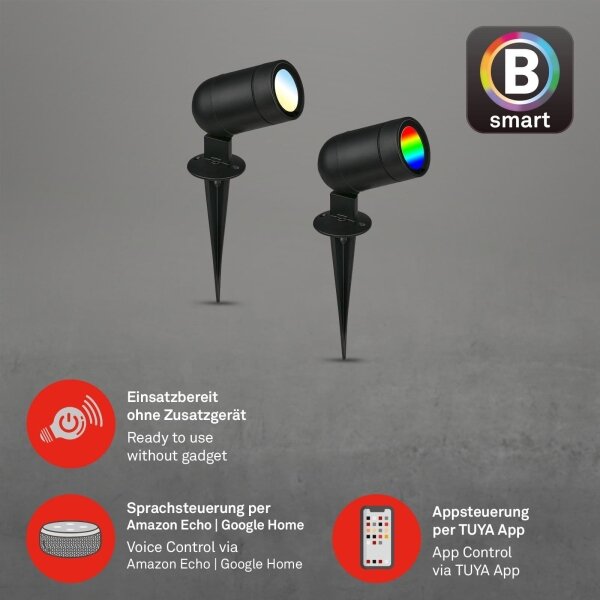 Briloner-LED RGBW Stmievateľné vonkajšie svietidlo LED/4,4W/230V 2700/4000/6500K IP44 Wi-Fi Tuya+DO