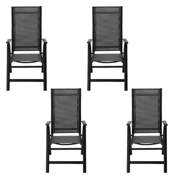 Set 4 ks hliníkových polohovacích kresiel Avenberg ISLA, čierna