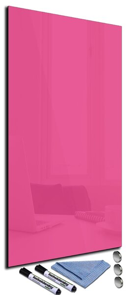 Magnetická sklenená tabuľa 34x72cm - růžová