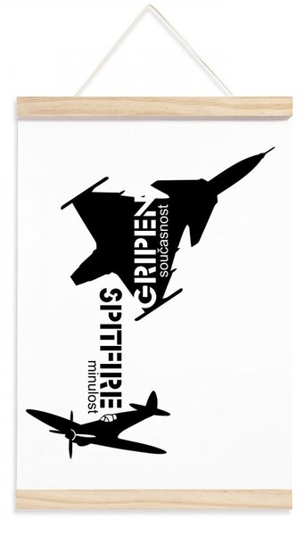 Pieris design Plagát Spitfire minulosť, Gripen prítomnosť