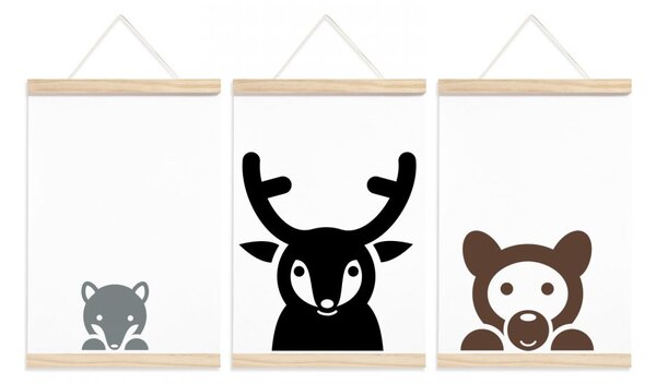 Pieris design Plagáty - vykukujúce lesné zvieratá