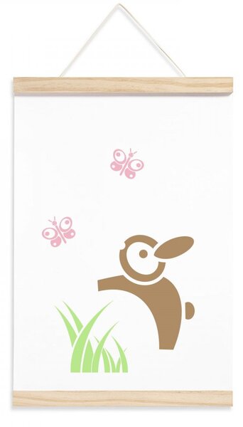 Detský plagát zajačik a motýle