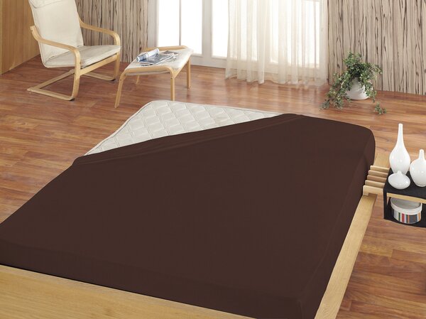 Prestieradlo Tmavě hnědé JERSEY PREMIUM Jersey PREMIUM 90-100 x 200-220/30
