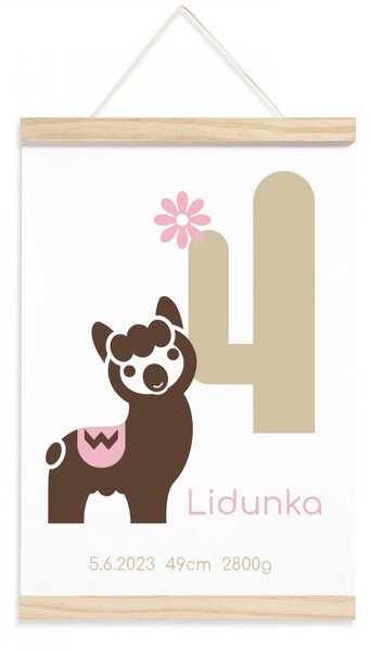 Pieris design Plagát narodenia dievčatka - Lama