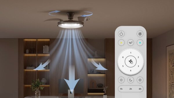 Stropný ventilátor so svetlom LED 2700–6500K nikel IP20 PHILIPS Atlas 8721103096081
