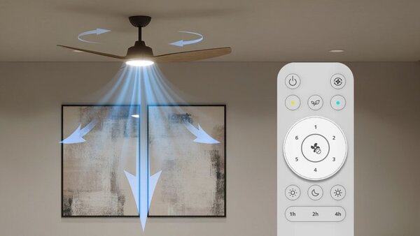 Stropný ventilátor so svetlom LED 3000–6500K čierna, drevo IP20 PHILIPS Olas 8721103096128