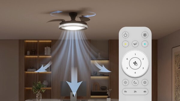 Stropný ventilátor so svetlom LED 2700–6500K čierna IP20 PHILIPS Bliss 8721103096043