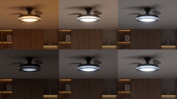 Stropný ventilátor so svetlom LED 2700–6500K čierna IP20 PHILIPS Bliss 8721103096043