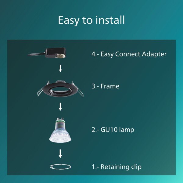 Zapustené svietidlo GU10 čierna IP20 PHILIPS Peridot 8720169376083 balenie 3 ks