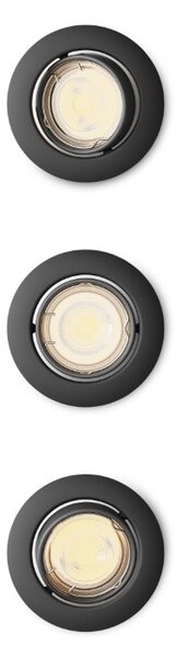 Zapustené svietidlo GU10 čierna IP20 PHILIPS Peridot 8720169376083 balenie 3 ks