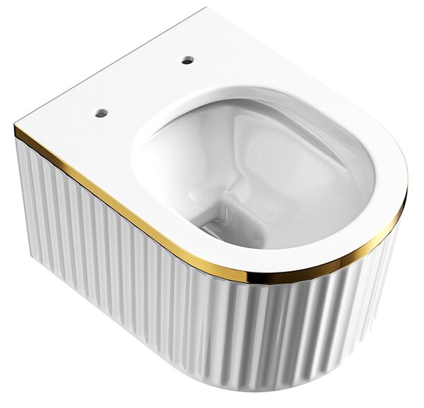 Hydrosan Závesná WC misa so SoftClose sedadlom LUMA WH GL RIM 03, biela/zlatý lem
