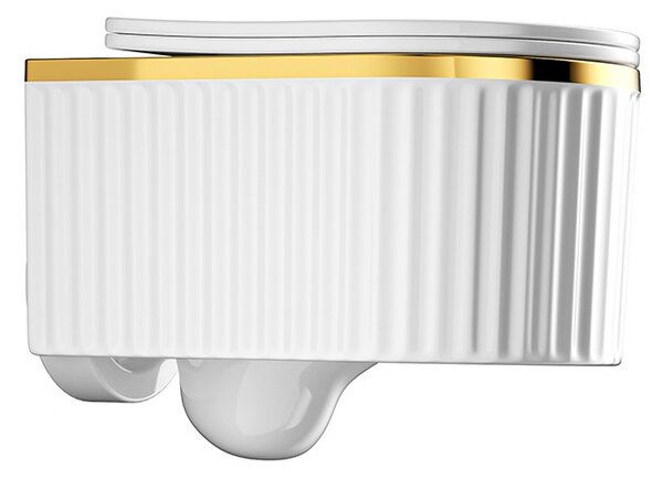 Hydrosan Závesná WC misa so SoftClose sedadlom LUMA WH GL RIM 03, biela/zlatý lem