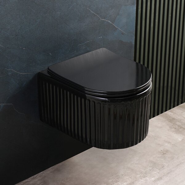 Hydrosan Závesná WC misa so SoftClose sedadlom LUMA BL RIM 03, čierna