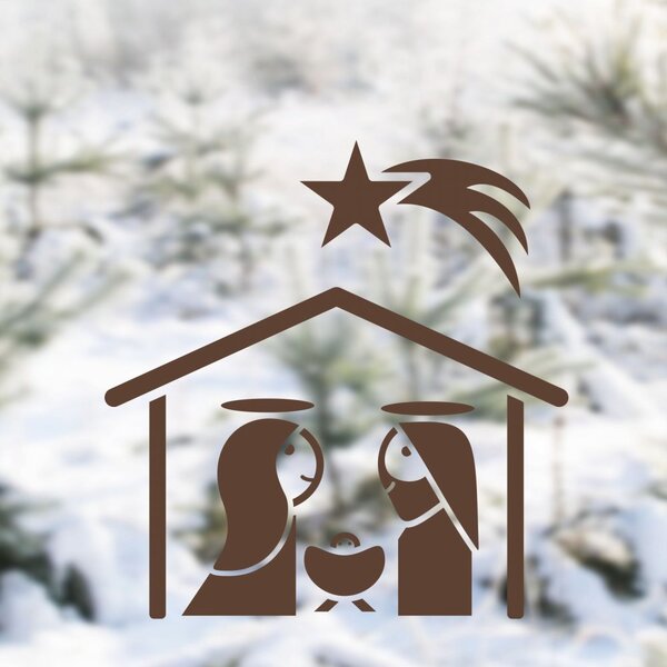 Betlém - vánoční samolepky na okno limetková