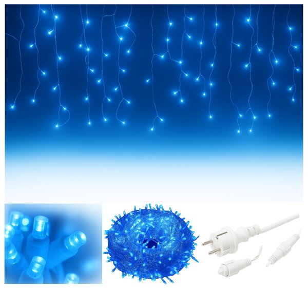 Vianočné svetielka LED záclona FLASH modrá 300 LED
