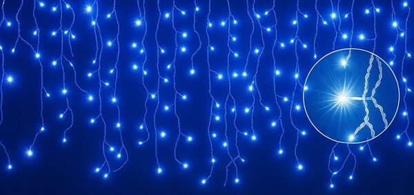 Vianočné svetielka LED záclona FLASH modrá 300 LED