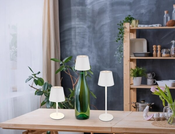 Globo 58488W - LED vonkajšia stmievateľná dotyková nabíjateľná stolová lampa 3v1 VANNIE 3W/5V IP54 biela