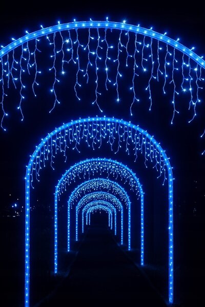 Vianočné svetielka LED záclona FLASH modrá 300 LED
