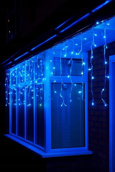 Vianočné svetielka LED záclona FLASH modrá 300 LED