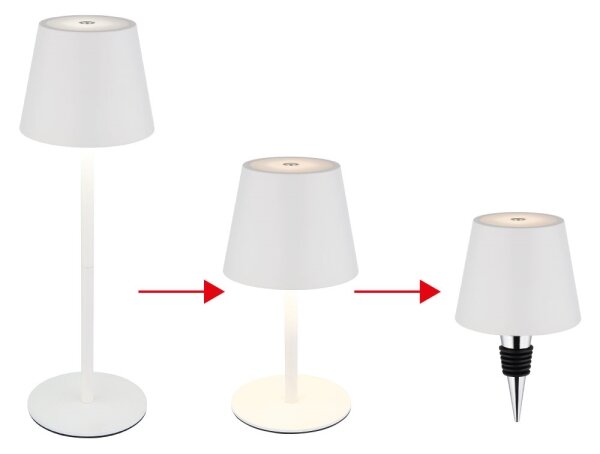 Globo 58488W - LED vonkajšia stmievateľná dotyková nabíjateľná stolová lampa 3v1 VANNIE 3W/5V IP54 biela