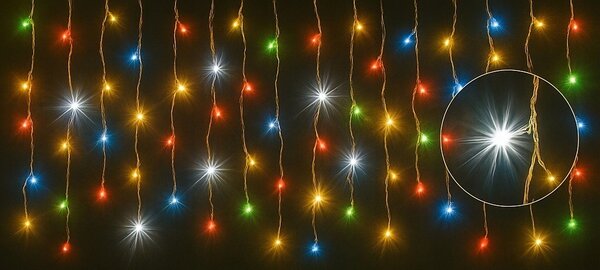Vianočné svetielka LED záclona FLASH multicolor 300 LED