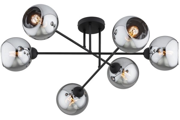 Brilagi - Prisadený luster DIOR 6xE27/60W/230V čierna/dymovo šedá