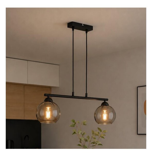 Brilagi - Luster na lanku DIOR 2xE27/60W/230V čierna/dymová sivá