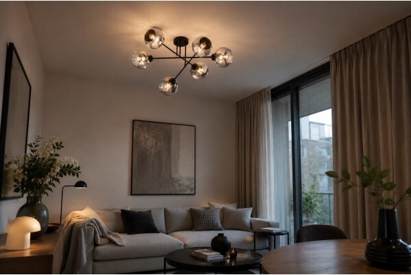 Brilagi - Prisadený luster DIOR 6xE27/60W/230V čierna/dymovo šedá