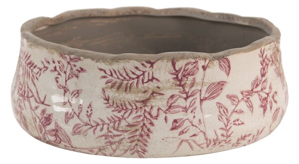 Keramický dekoračný obal na kvetináč s kvetmi Roset - Ø 15*7 cm - Clayre & Eef