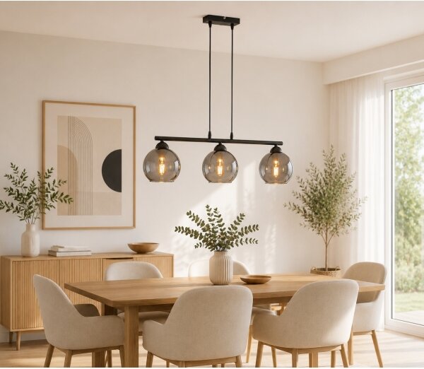 Brilagi - Luster na lanku DIOR 3xE27/60W/230V čierna/dymová šedá