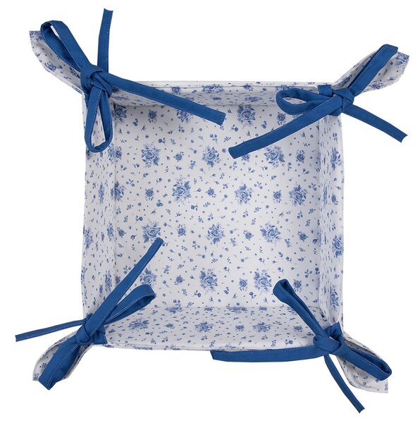 Bavlnený košík s modrými ružičkami Blue Rose Blooming - 35*35*8 cm - Clayre & Eef