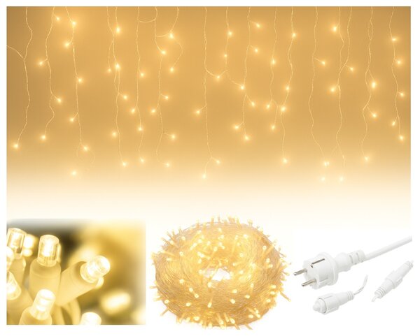 Vianočné svetielka LED záclona FLASH teplá biela 300 LED