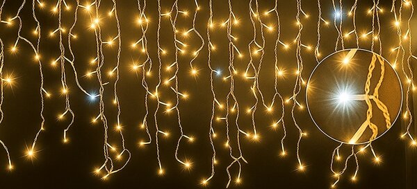 Vianočné svetielka LED záclona FLASH teplá biela 300 LED