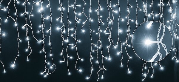 Vianočné svetielka LED záclona FLASH studená biela 300 LED