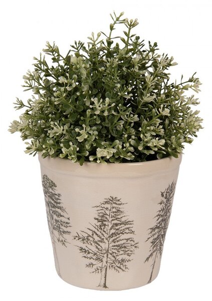 Béžový obal na kvetináč so stromčekmi Natural Pine Trees L - Ø 15*14 cm - Clayre & Eef