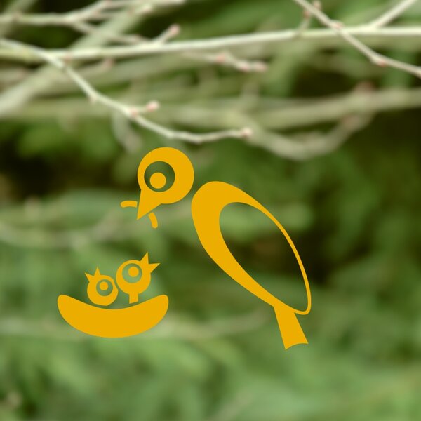 Hniezdo s vtákmi - jarná nálepka na okno žltá medová