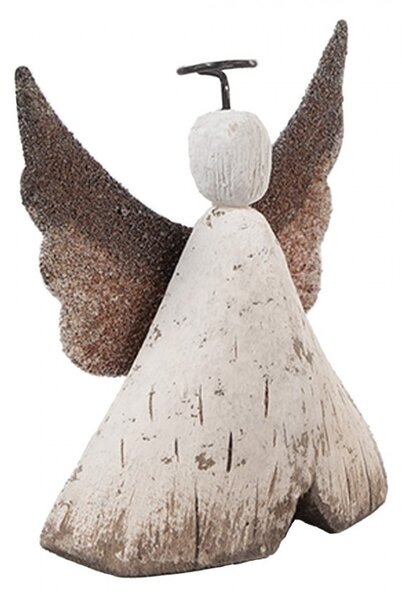 Dekorácia drevená figúrka anjel Angel Rustic S - 8*3*9 cm - Clayre & Eef