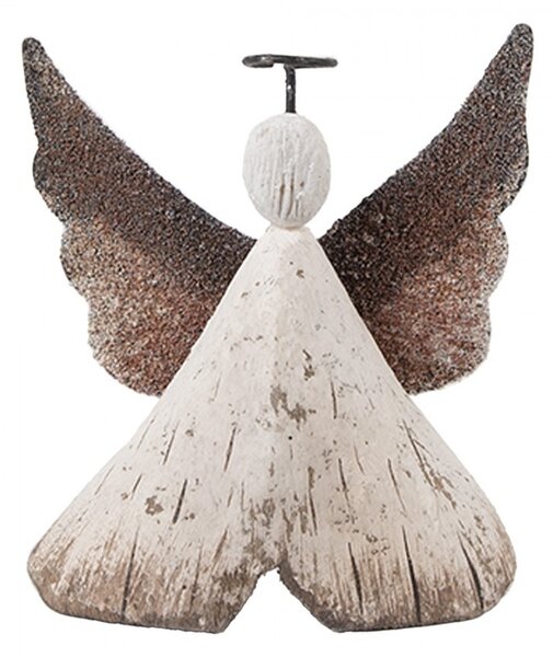 Dekorácia drevená figúrka anjel Angel Rustic S - 8*3*9 cm - Clayre & Eef