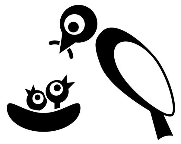 Pieris design Hniezdo s vtákmi - jarná nálepka na okno biela