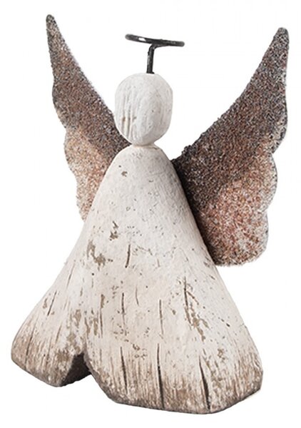 Dekorácia drevená figúrka anjel Angel Rustic S - 8*3*9 cm - Clayre & Eef