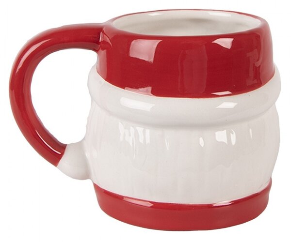 Bielo-červený keramický hrnček Santa Claus - 13*10*9 cm / 300 ml - Clayre & Eef