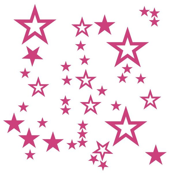 Hviezdy a hviezdičky - sada samolepiek na stenu fialová