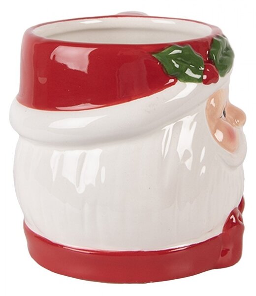Bielo-červený keramický hrnček Santa Claus - 13*10*9 cm / 300 ml - Clayre & Eef