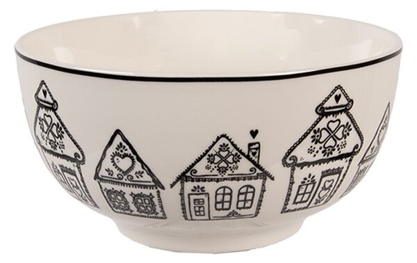 Miska s perníkovými chalúpkami Gingerbread Bliss - Ø 14*7 cm / 500 ml - Clayre & Eef