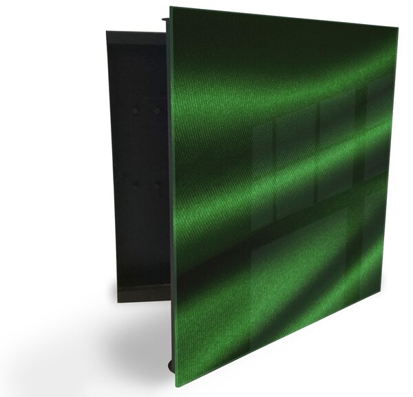 Glasdekor skrinka na kľúče - zelená tkanina abstrakcie - Pravé / Čierna